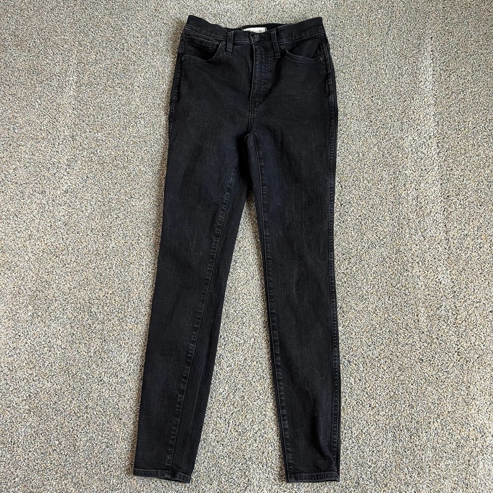 MADEWELL 10" High Rise Skinny Jeans Black Frost Stretch Denim Women's 27T Tall